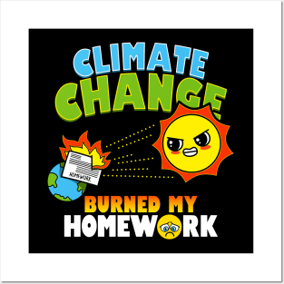 Funny Cute Kawaii Environmental  Climate Change Earth Funny Student Excuse Meme Posters and Art